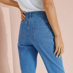 Broek<Blancheporte Broek met 'platte buik'-effect in rekbaar katoen bleached