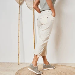 Broek<Blancheporte 7/8-broek met tailleband in tricot beige