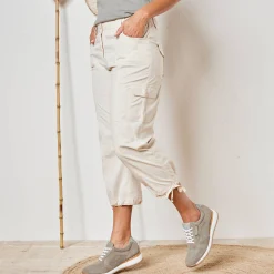 Broek<Blancheporte 7/8-broek met tailleband in tricot beige