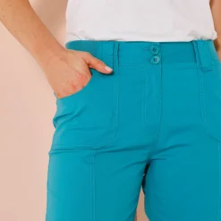 Broek<Blancheporte 7/8-broek met tailleband in tricot donker turkoois