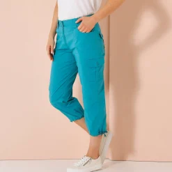 Broek<Blancheporte 7/8-broek met tailleband in tricot donker turkoois