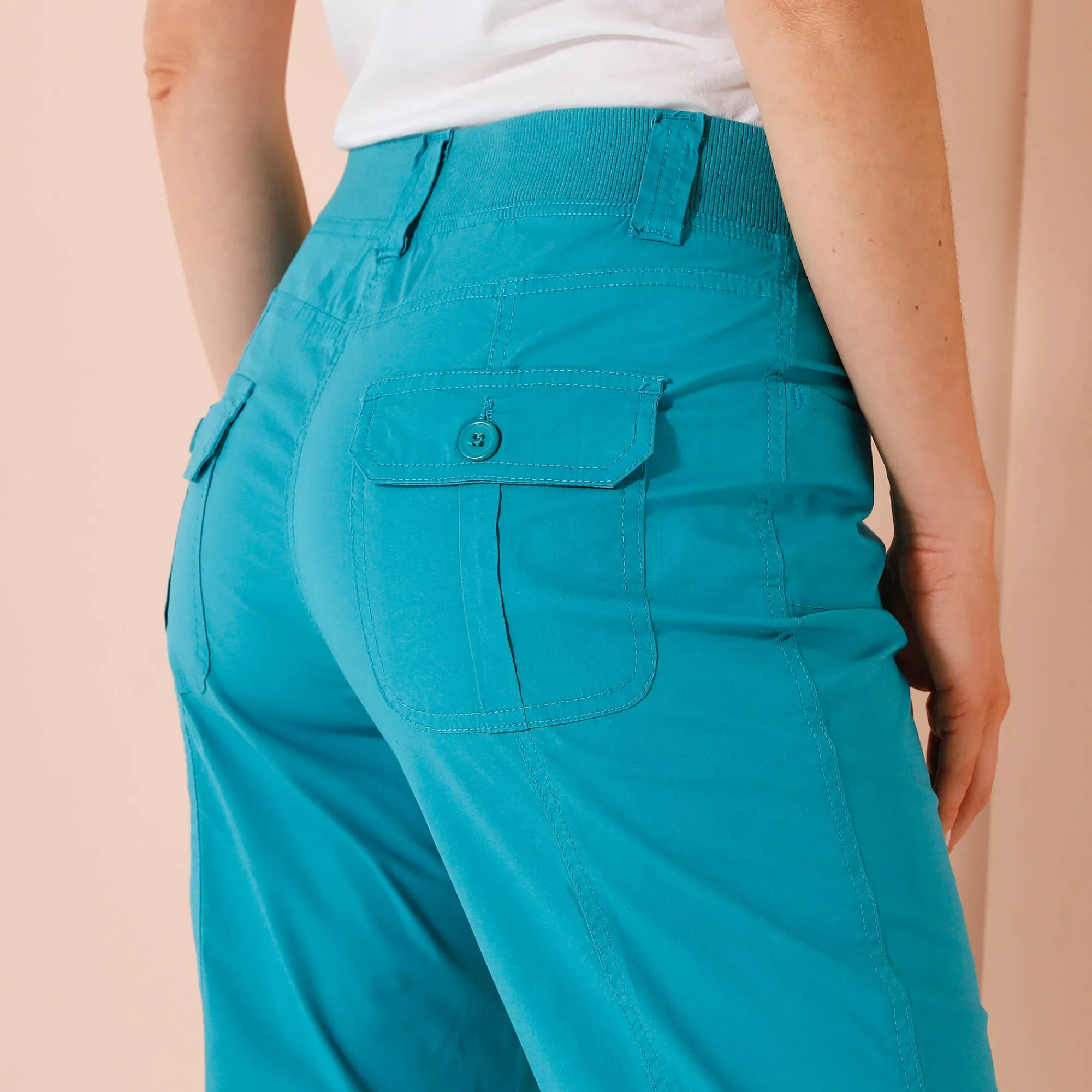 Broek<Blancheporte 7/8-broek met tailleband in tricot donker turkoois