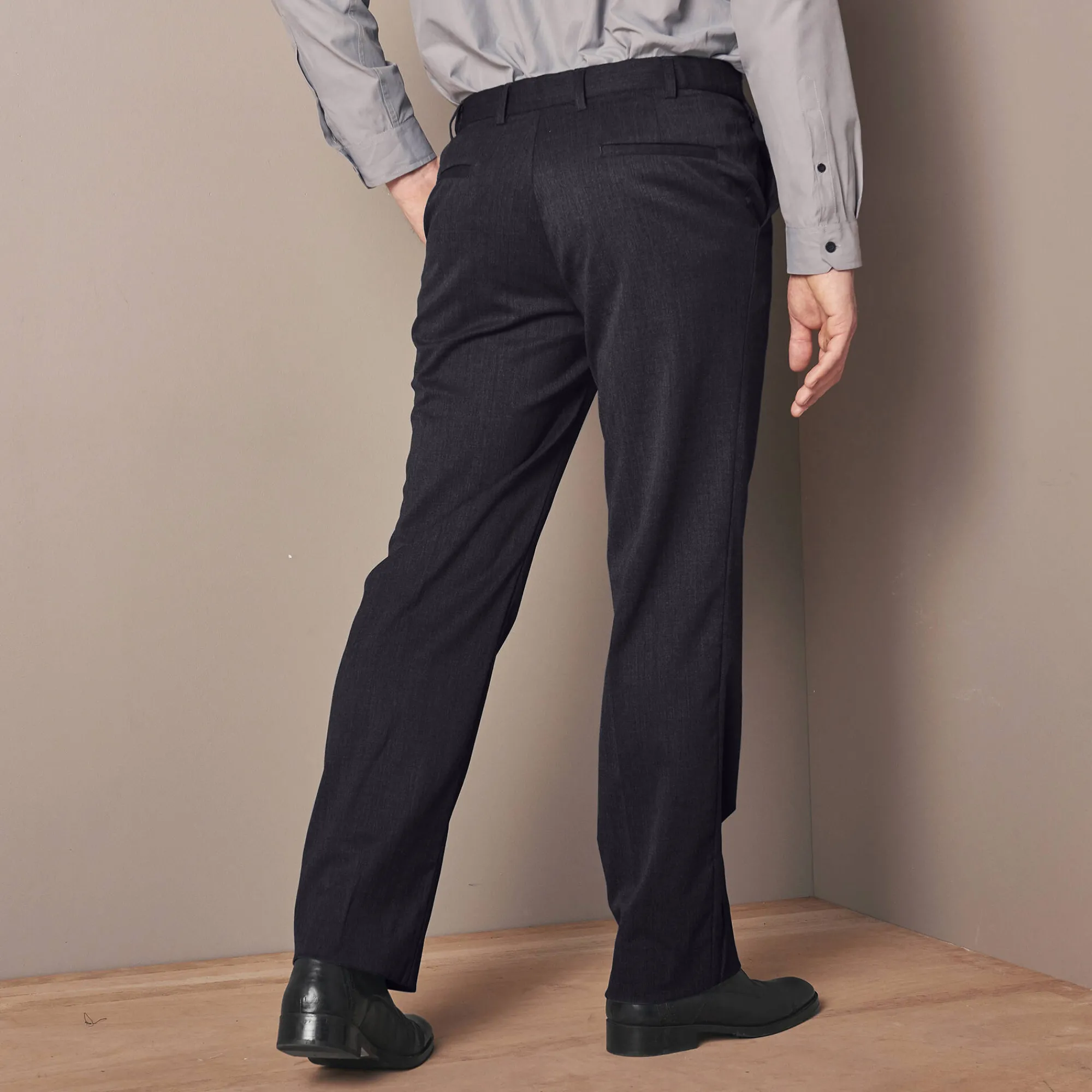 Feestoutfits Heren|Broek<Blancheporte Broek met verstelbare, onzichtbare tailleband - polywol antracietgrijs