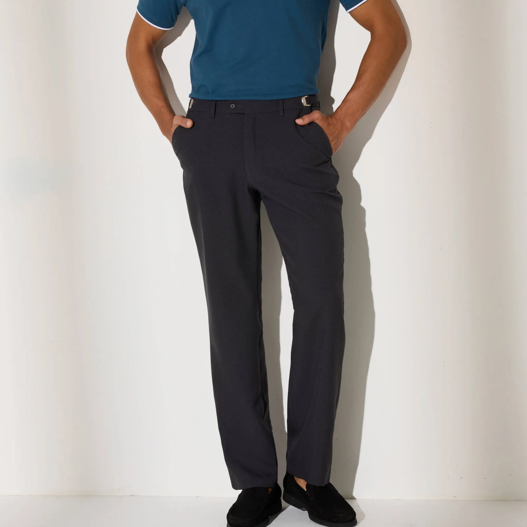 Broek<Blancheporte Broek met verstelbare taille zonder bandplooien - polyester antracietgrijs