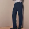 Feestoutfits Heren|Broek<Blancheporte Broek met verstelbare taille zonder bandplooien - polyester marine