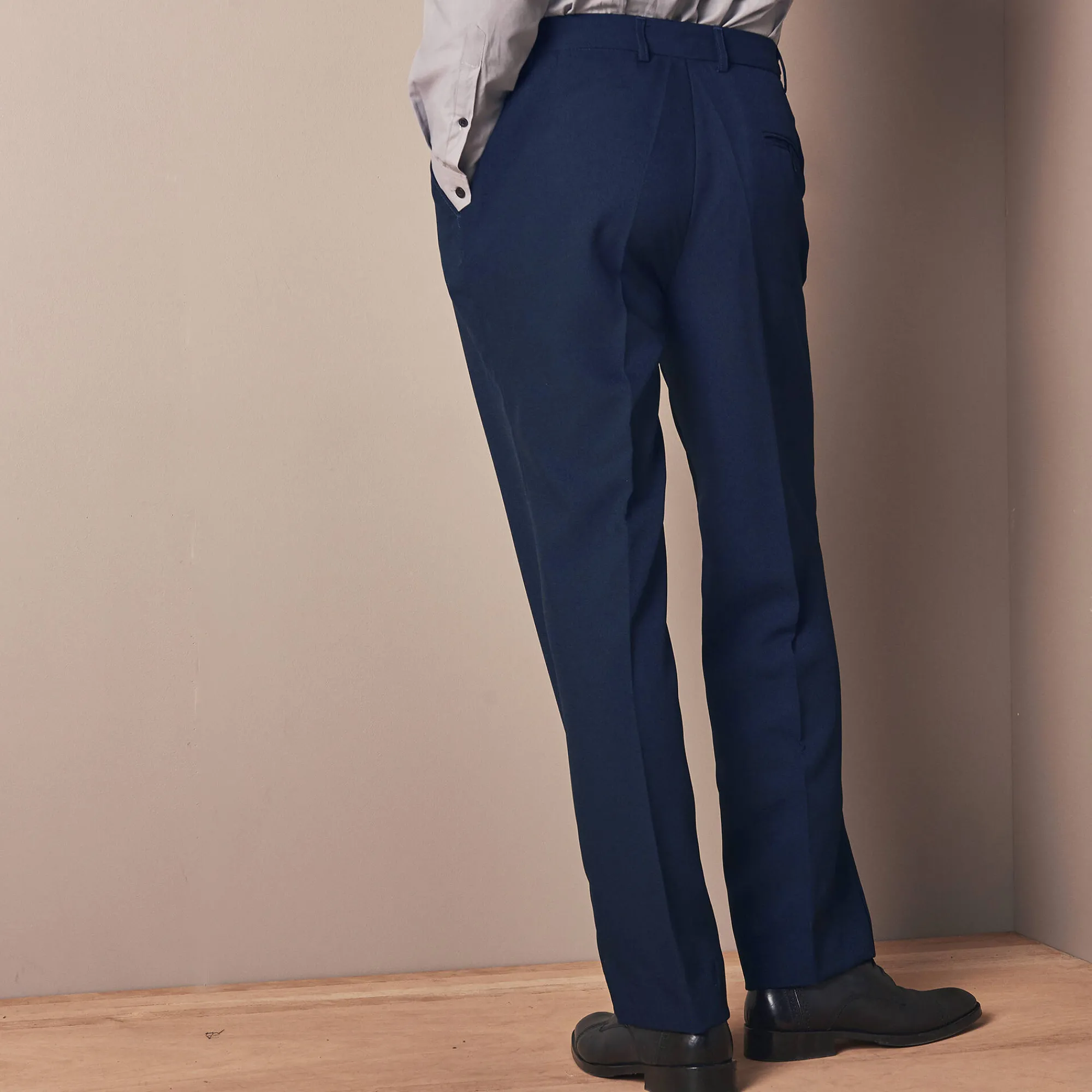 Feestoutfits Heren|Broek<Blancheporte Broek met verstelbare taille zonder bandplooien - polyester marine