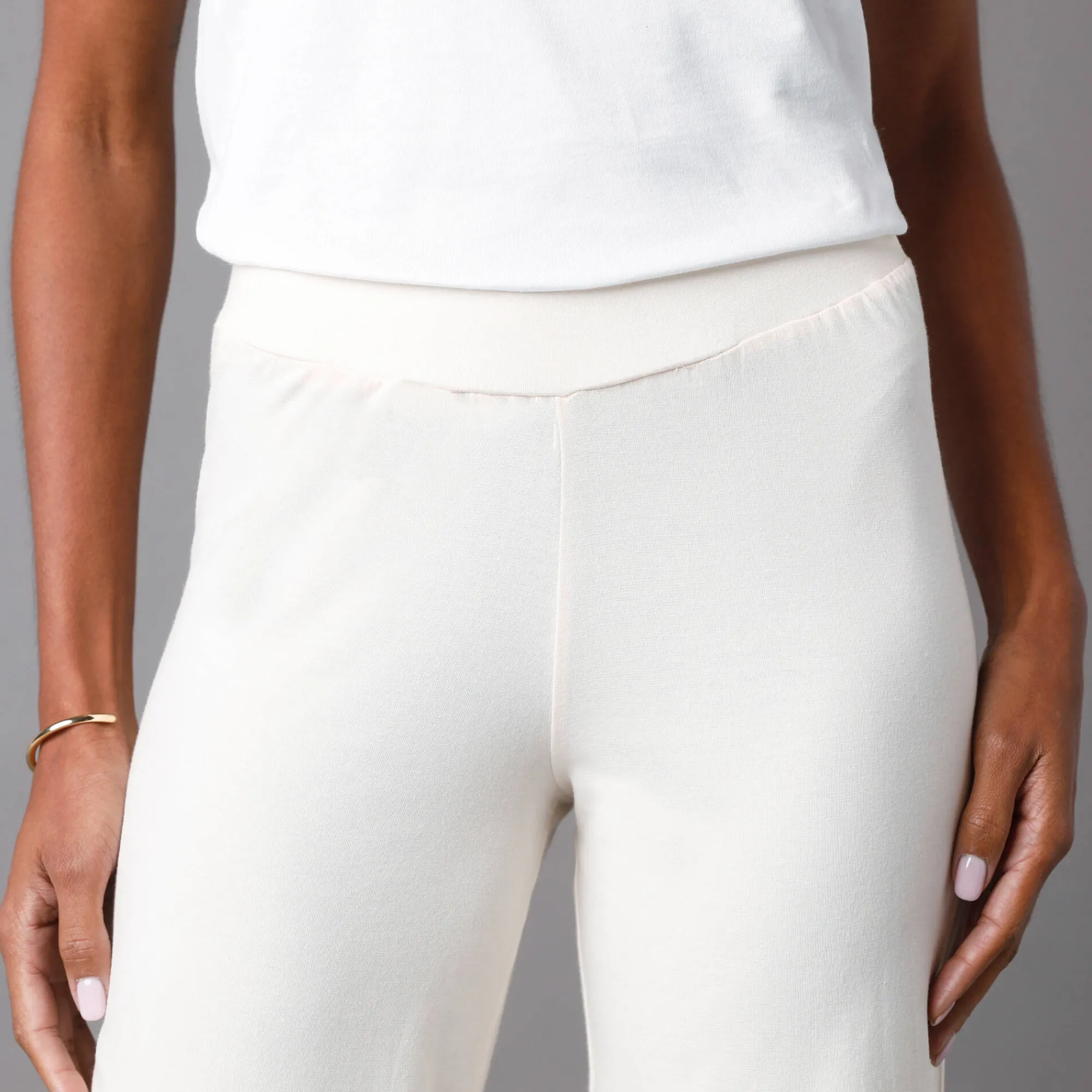 Broek|Jurk<Blancheporte Broek met wijde pijpen en stretch, elastische tailleband ecru
