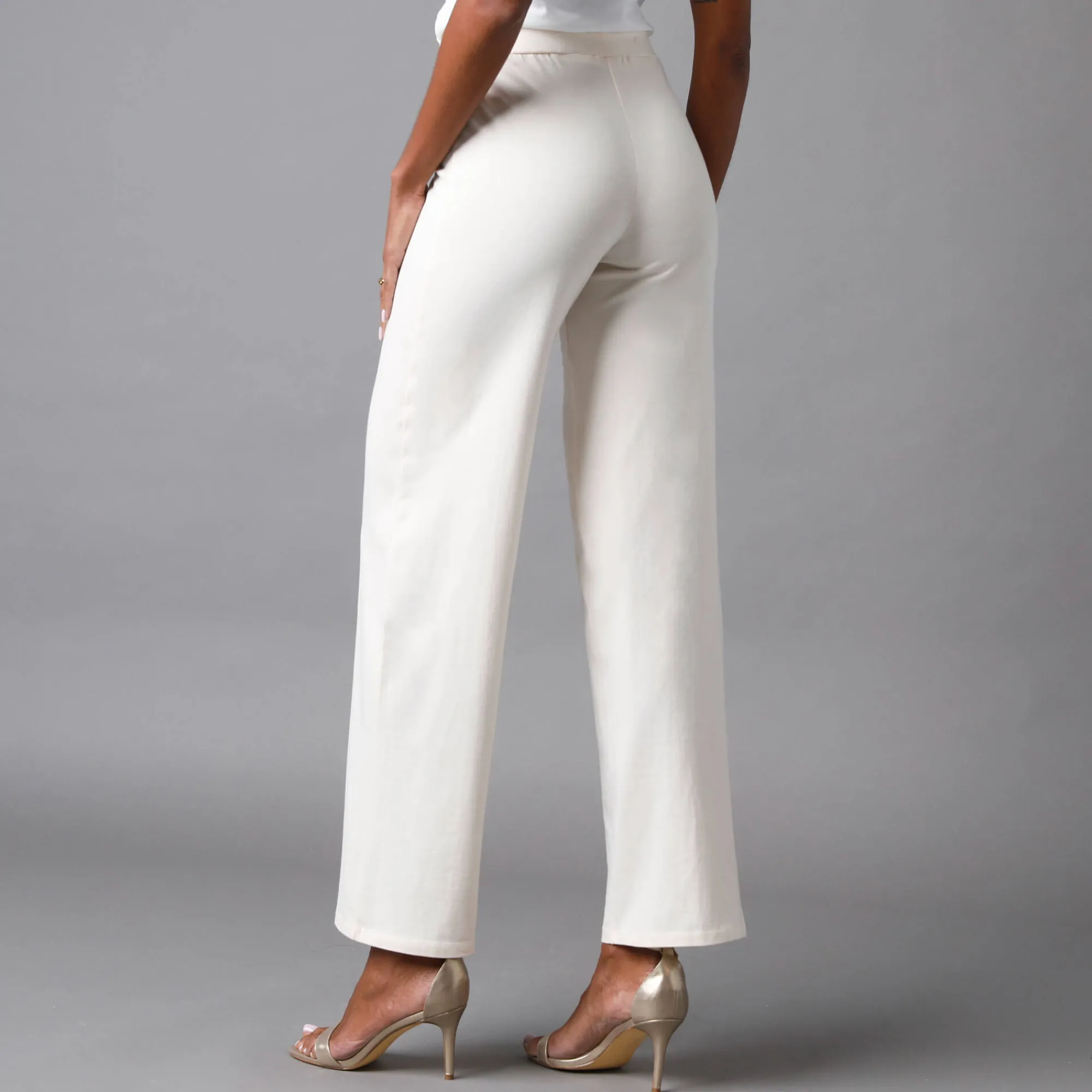 Broek|Jurk<Blancheporte Broek met wijde pijpen en stretch, elastische tailleband ecru