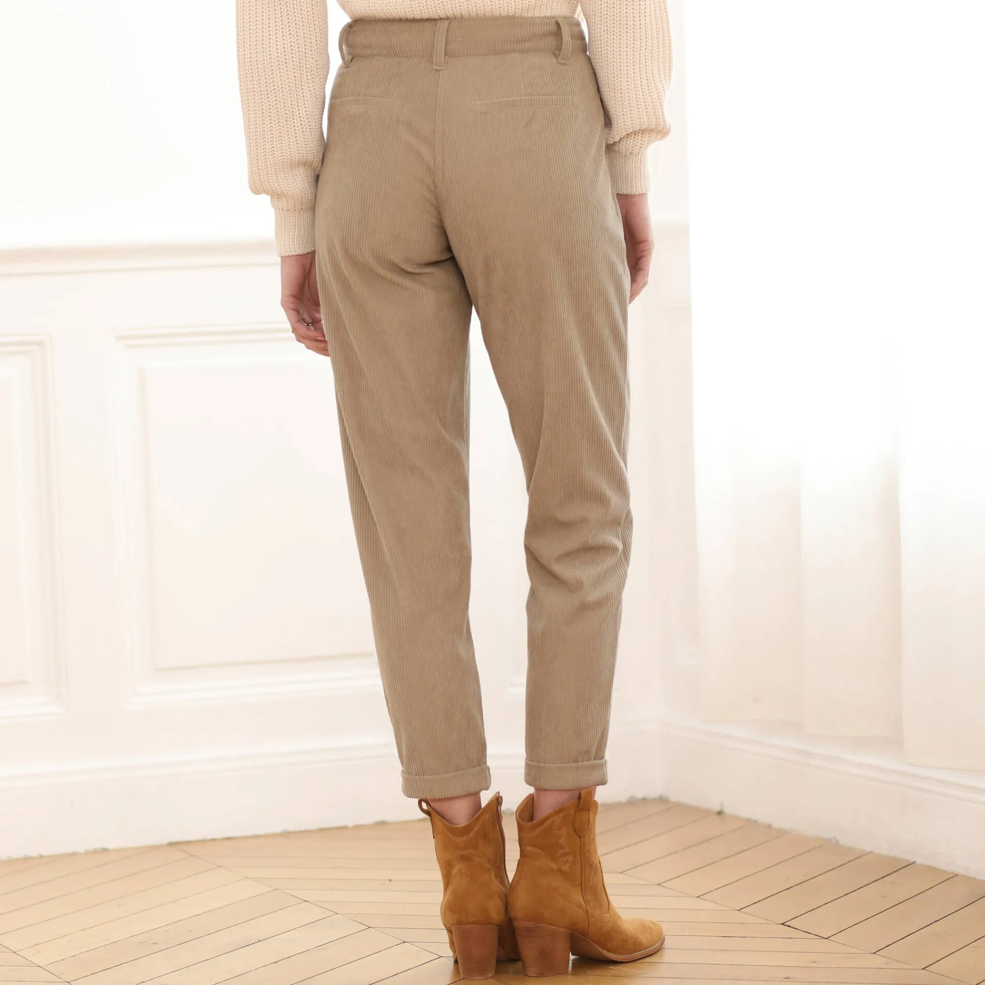 Broek<Blancheporte 7/8-broek, velours taupe