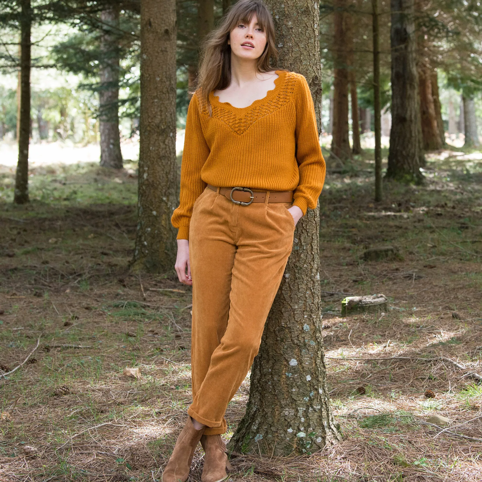 Broek<Blancheporte 7/8-broek, velours honing