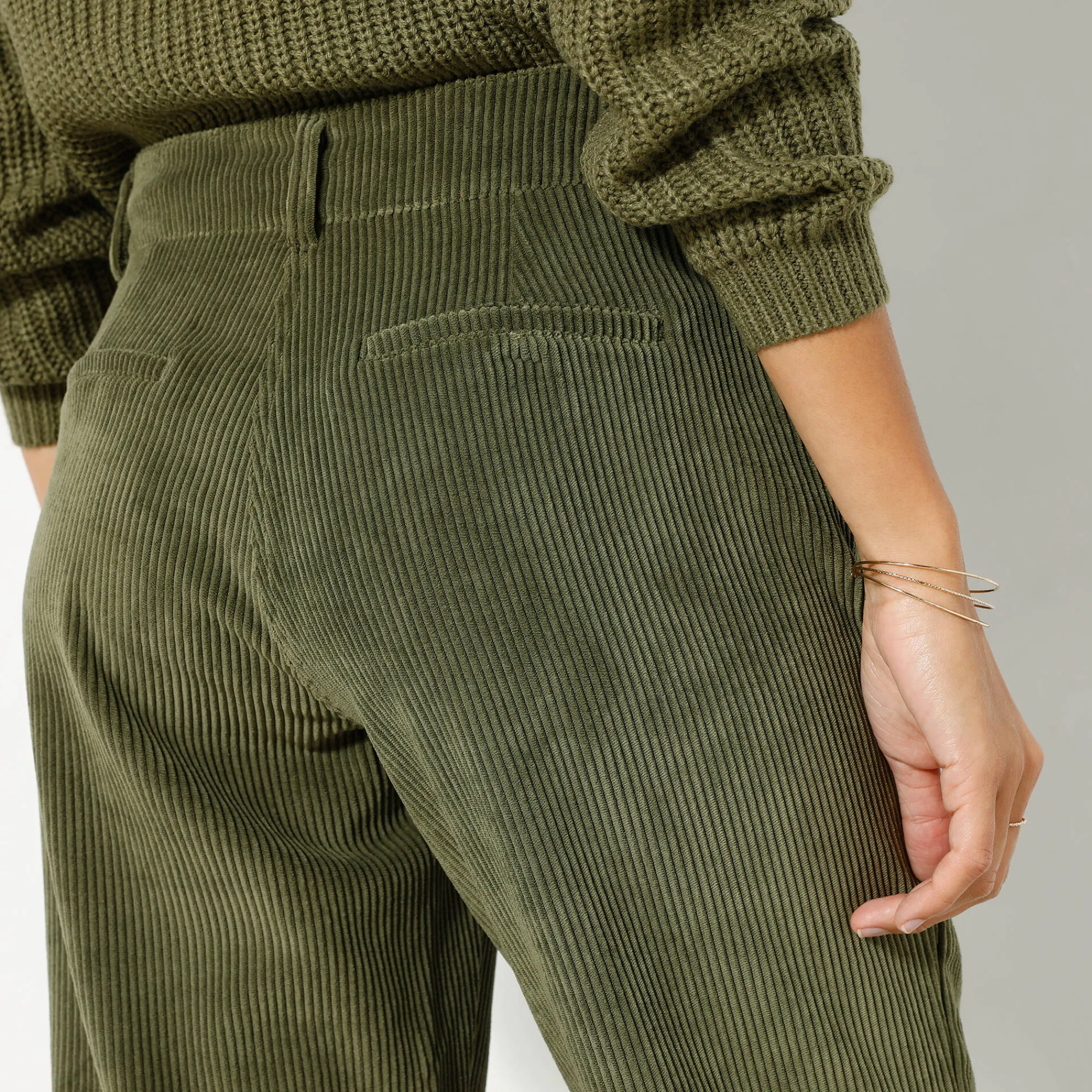 Broek<Blancheporte 7/8-broek, velours kaki