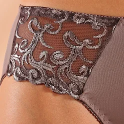 Slip En Shorty<Confidence Lingerie Broekje in microvezel en geborduurde tule Sienne - set van 2 taupe + wit