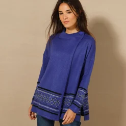 Trui En Vest<Blancheporte Capevest in jacquard, opstaande hals korenbloem