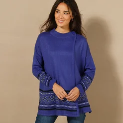 Trui En Vest<Blancheporte Capevest in jacquard, opstaande hals korenbloem