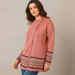 Trui En Vest<Blancheporte Capevest in jacquard, opstaande hals grijsroze