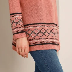 Trui En Vest<Blancheporte Capevest in jacquard, opstaande hals grijsroze