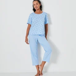 Pyjama<Blancheporte Caprama met bloemenprint gletsjerblauw