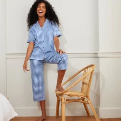 Pyjama<Blancheporte Caprama met ruitjesprint blauw