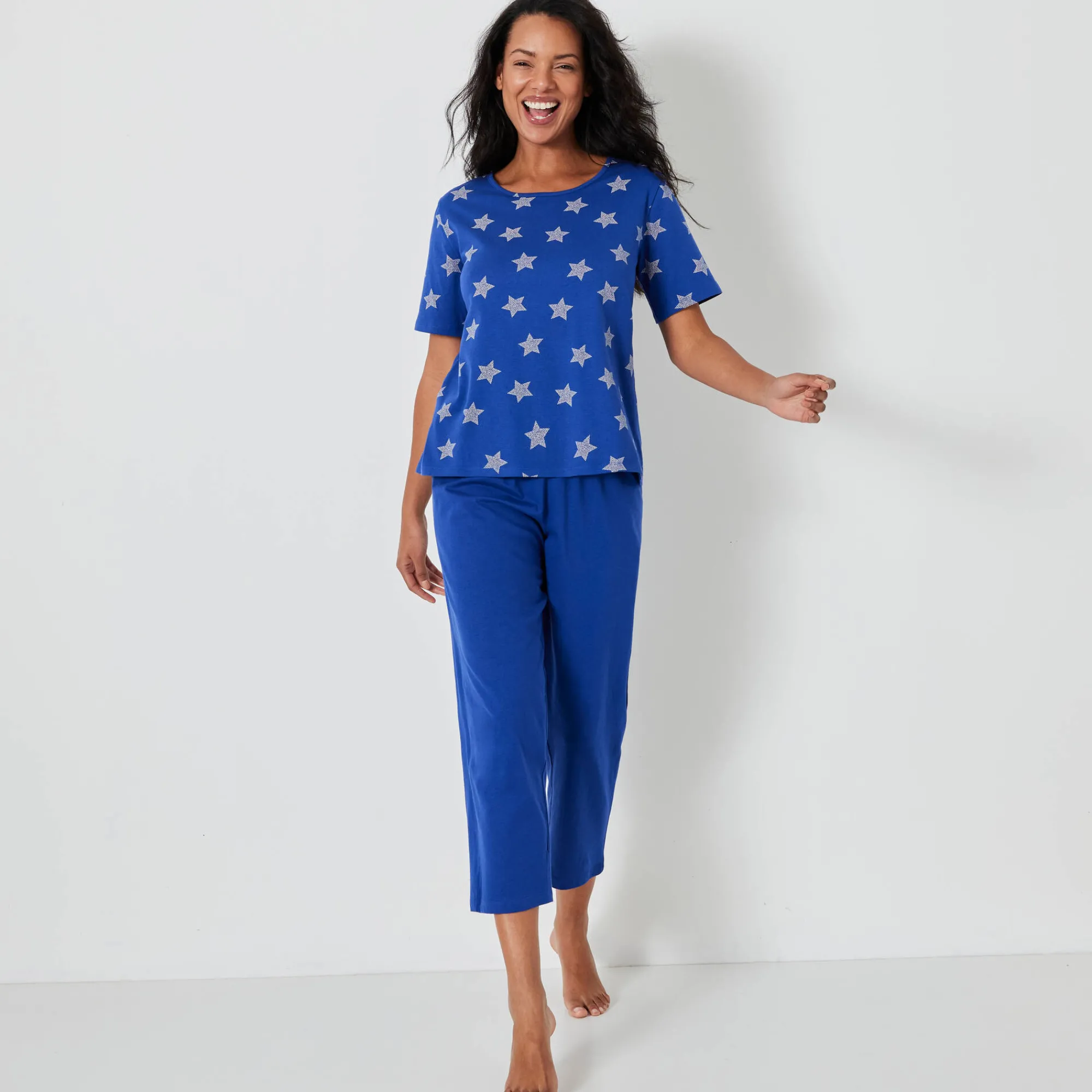 Pyjama<Blancheporte Caprama met sterrenprint felblauw