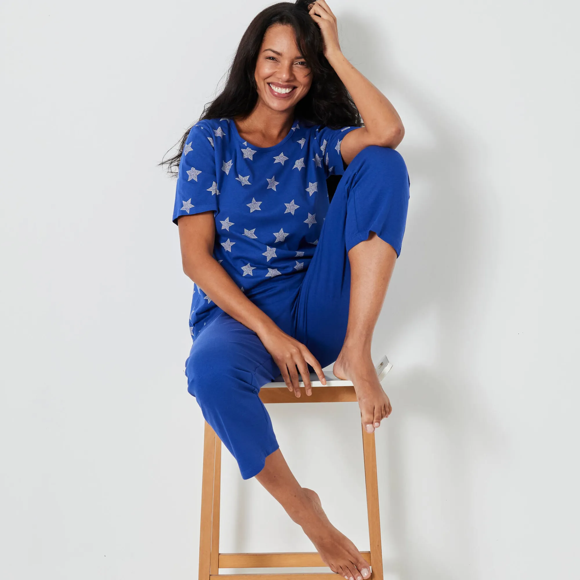 Pyjama<Blancheporte Caprama met sterrenprint felblauw