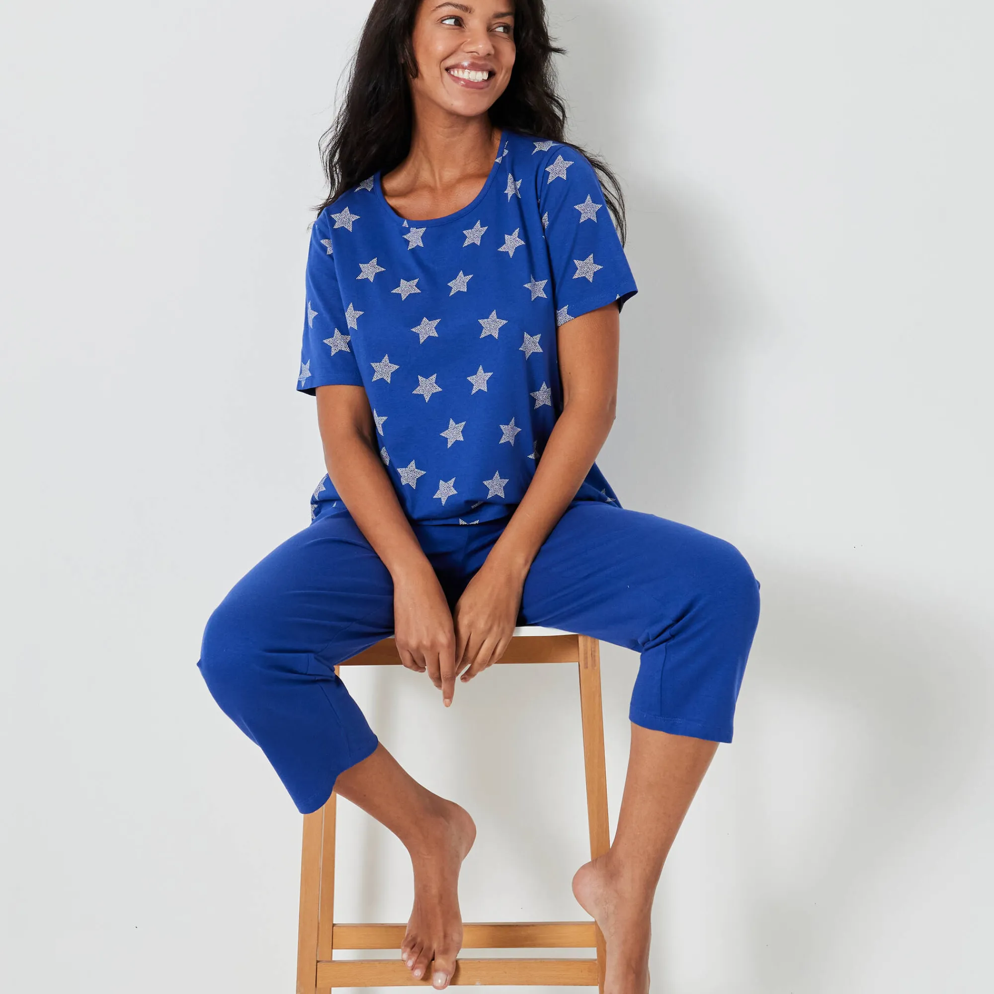 Pyjama<Blancheporte Caprama met sterrenprint felblauw