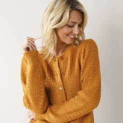 Trui En Vest<Blancheporte Cardigan in fantasietricot, met knoopsluiting kerrie