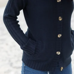 Trui En Vest<Blancheporte Cardigan in fantasietricot met knoopsluiting marine