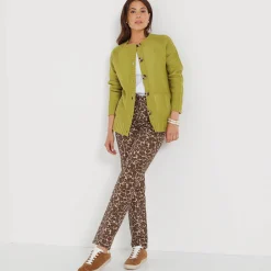Trui En Vest<Blancheporte Cardigan in fantasietricot met knoopsluiting mosgroen