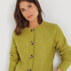 Trui En Vest<Blancheporte Cardigan in fantasietricot met knoopsluiting mosgroen