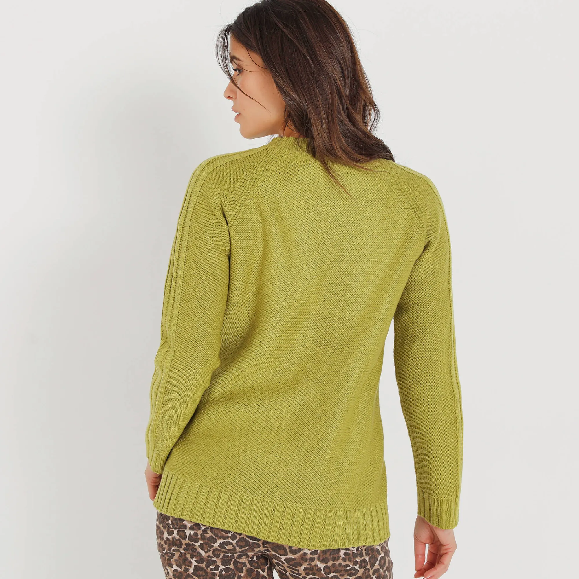 Trui En Vest<Blancheporte Cardigan in fantasietricot met knoopsluiting mosgroen