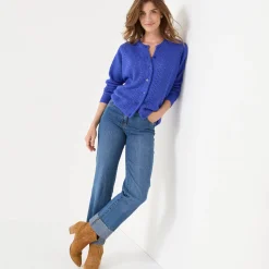 Trui En Vest<Blancheporte Cardigan in fantasietricot, met knoopsluiting felblauw