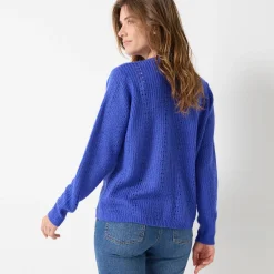 Trui En Vest<Blancheporte Cardigan in fantasietricot, met knoopsluiting felblauw