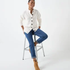Trui En Vest<Blancheporte Cardigan in harig fantasietricot met knopen ecru
