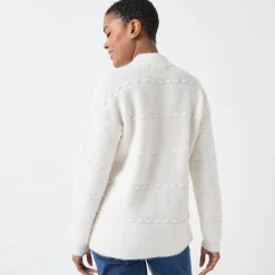 Trui En Vest<Blancheporte Cardigan in harig fantasietricot met knopen ecru