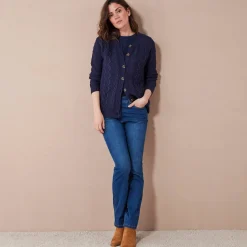 Trui En Vest<Blancheporte Cardigan in kabeltricot marineblauw