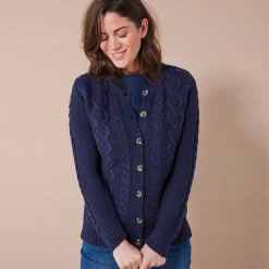 Trui En Vest<Blancheporte Cardigan in kabeltricot marineblauw