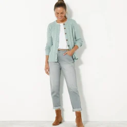 Trui En Vest<Blancheporte Cardigan in kabeltricot grijsgroen