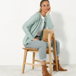 Trui En Vest<Blancheporte Cardigan in kabeltricot grijsgroen
