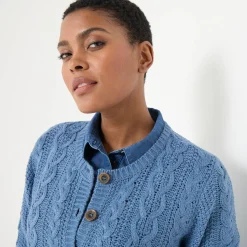 Trui En Vest<Blancheporte Cardigan in kabeltricot jeansblauw