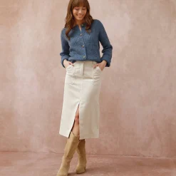 Trui En Vest<Blancheporte Cardigan in patenttricot met knoopsluiting en lange mouwen chiné blauw