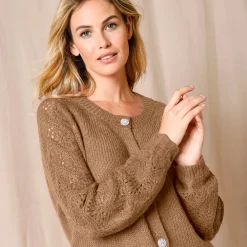 Feestoutfits Dames|Trui En Vest<Blancheporte Cardigan met 'juweel' knopen karamel