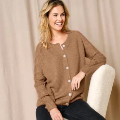 Feestoutfits Dames|Trui En Vest<Blancheporte Cardigan met 'juweel' knopen karamel