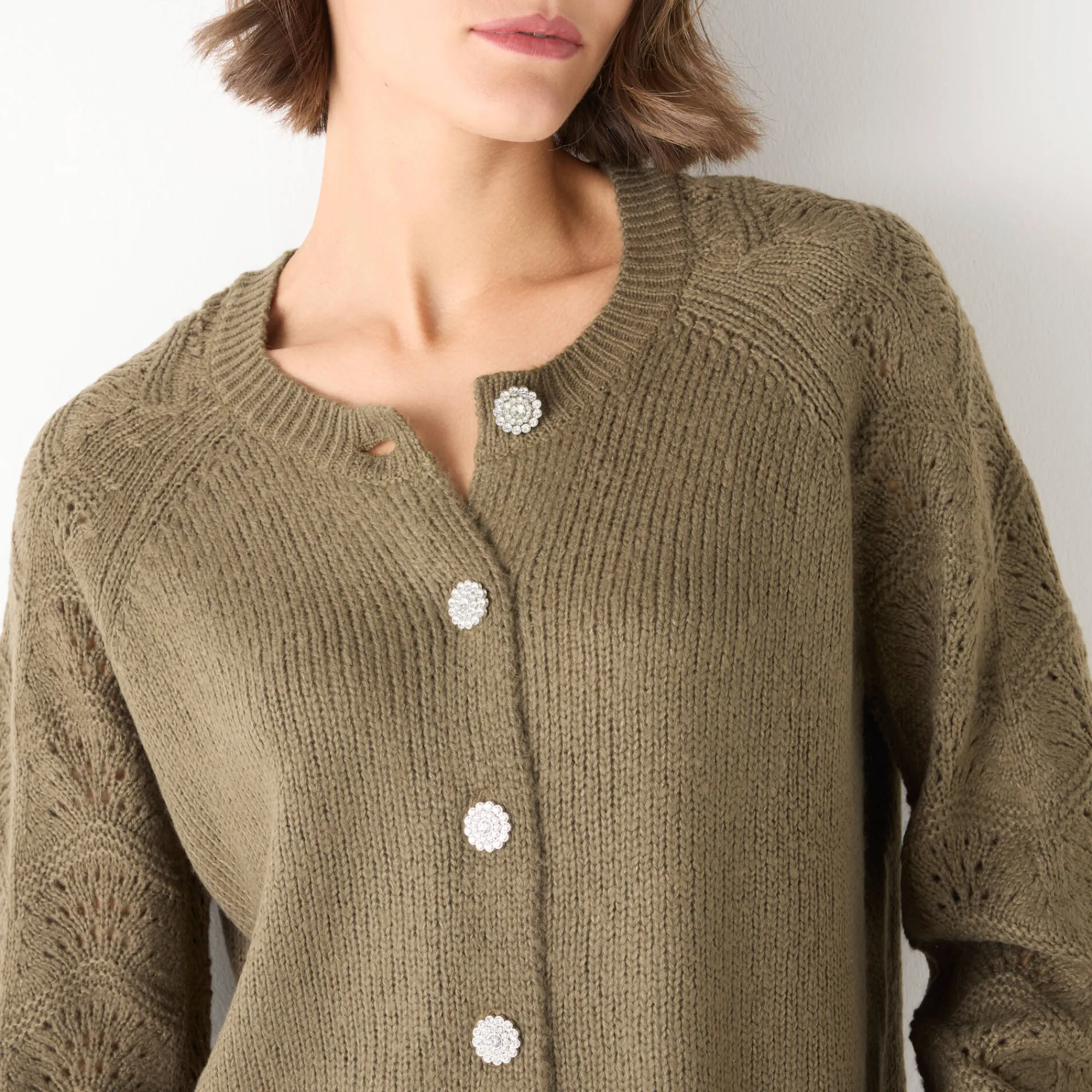 Feestoutfits Dames|Trui En Vest<Blancheporte Cardigan met 'juweel' knopen bronskleur