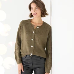 Feestoutfits Dames|Trui En Vest<Blancheporte Cardigan met 'juweel' knopen bronskleur