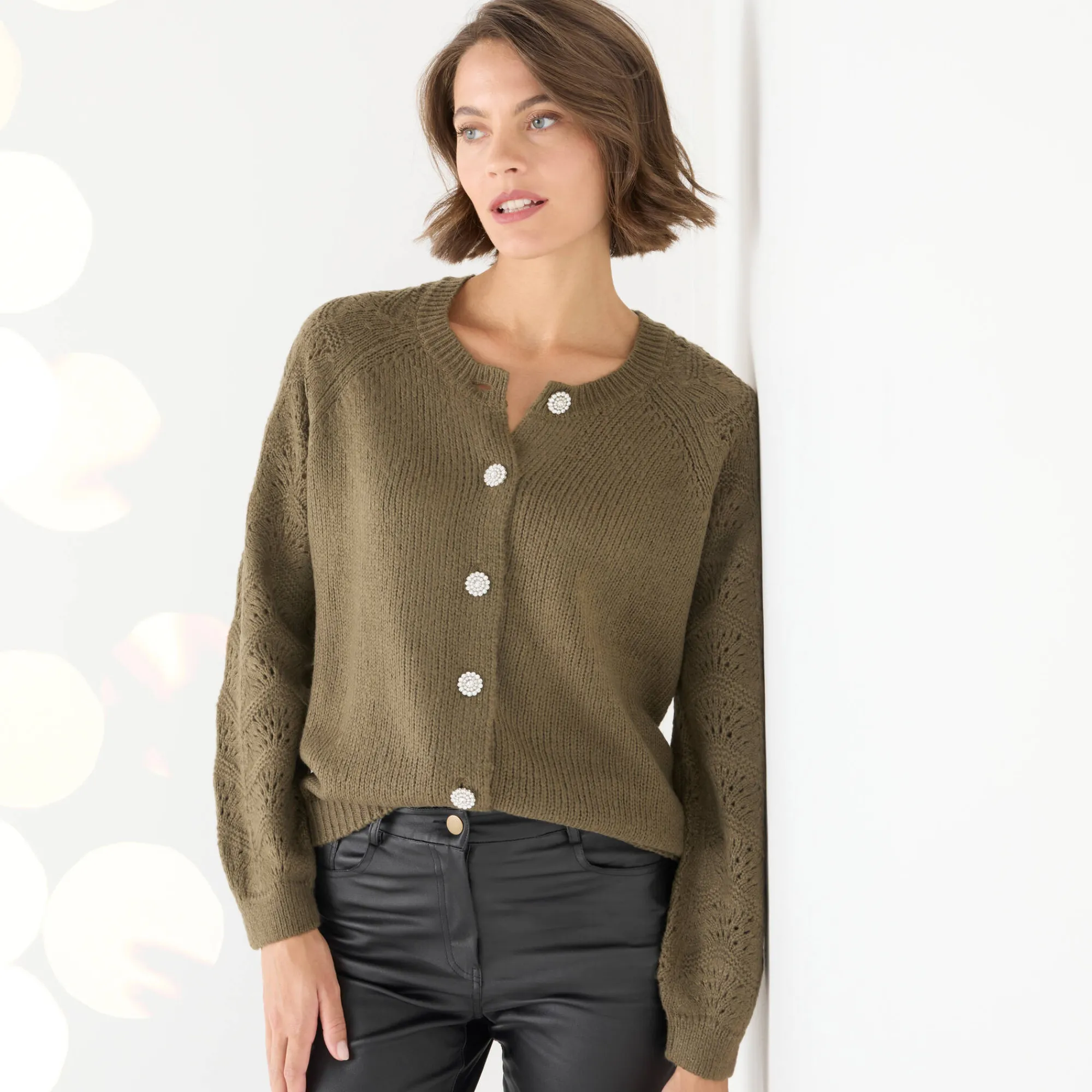 Feestoutfits Dames|Trui En Vest<Blancheporte Cardigan met 'juweel' knopen bronskleur