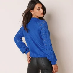 Feestoutfits Dames|Trui En Vest<Blancheporte Cardigan met 'juweel' knopen blauw