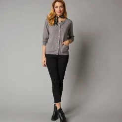 Trui En Vest<Blancheporte Cardigan met knoopsluiting, lamswol chiné grijs