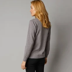Trui En Vest<Blancheporte Cardigan met knoopsluiting, lamswol chiné grijs