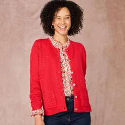 Trui En Vest<Blancheporte Cardigan met knoopsluiting en zakken, fantasietricot rood