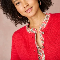 Trui En Vest<Blancheporte Cardigan met knoopsluiting en zakken, fantasietricot rood